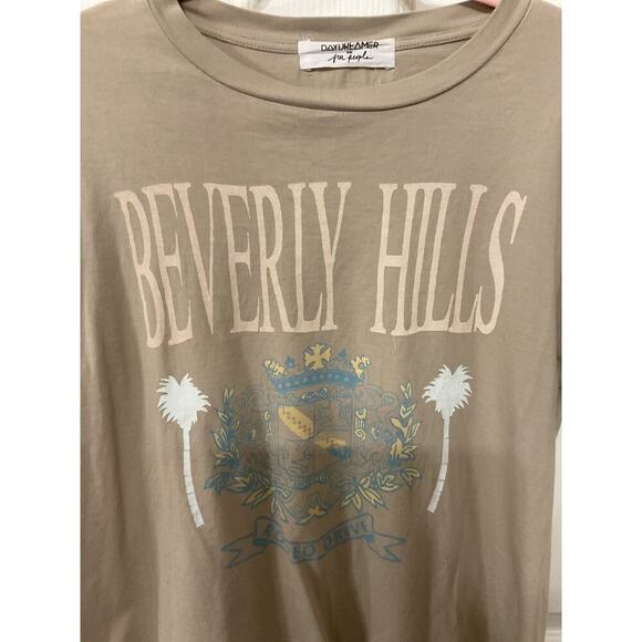 Free People x Daydreamer Beverly Hills Cropped Tan Tee, sz M - Picture 2 of 4
